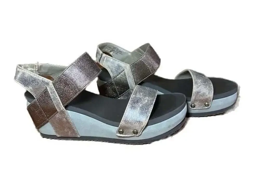 Axxiom Shoes for Life Metallic Platform Wedge Sandals